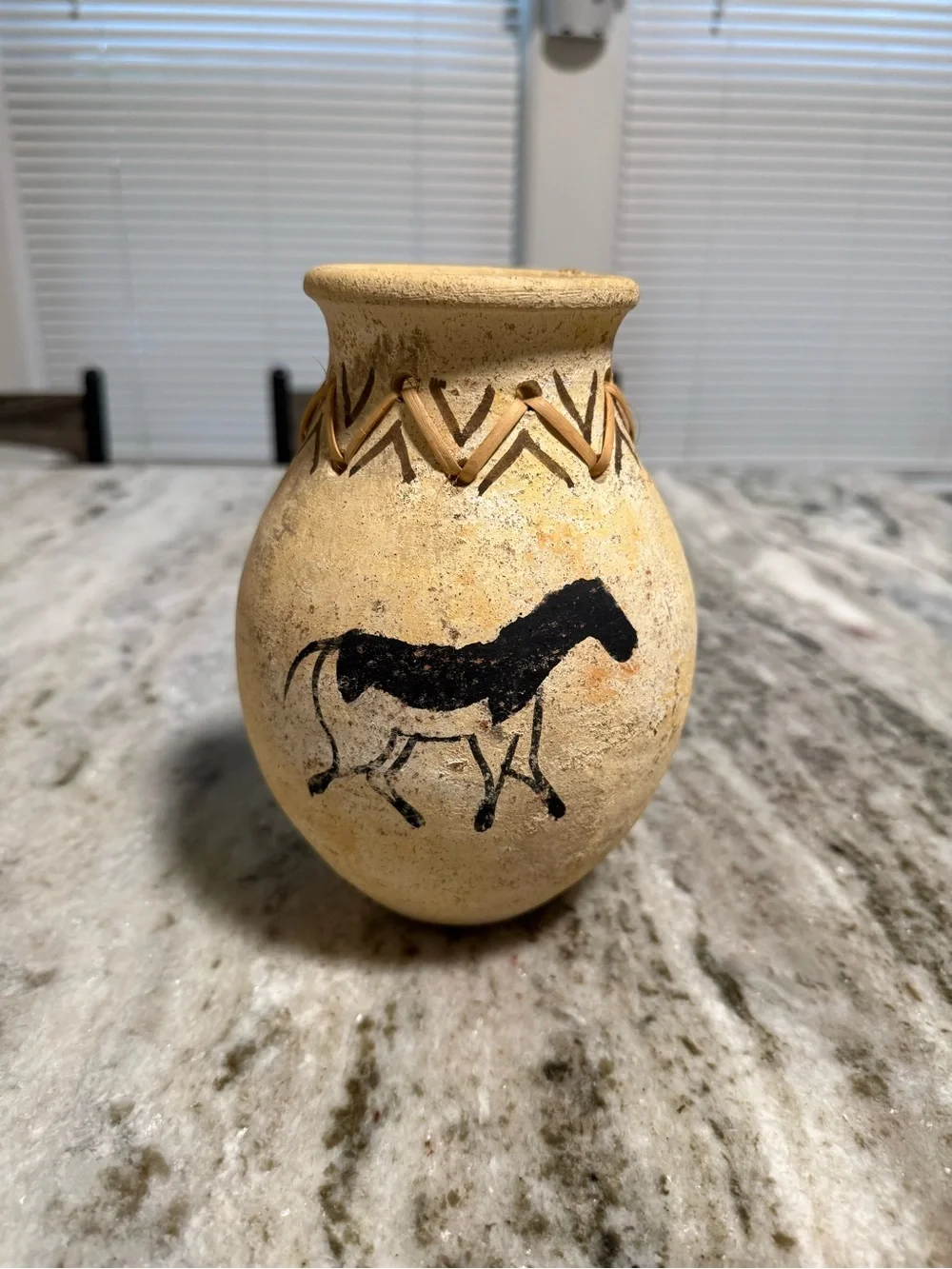 Southwestern Horse Pottery Vase 7” Tribal Rustic Decor
